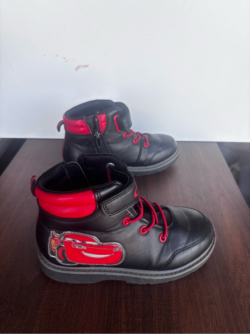 Kids Black and Red Lightning Car High-Top Shoes